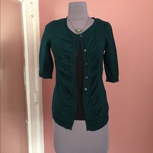 Teal Cardigan w/Ruching detail, size Small